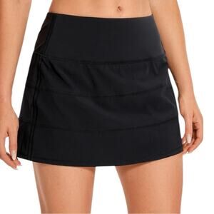 CRZ Yoga Feathery-Fit High Waist Tennis Skirt 14'' Women’s Size XL Black Pockets